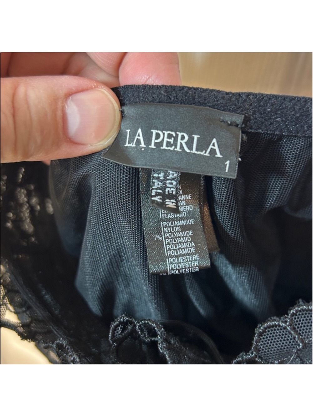La Perla Black Lace Embroidered Mesh Bodysuit US 32 Modal Blend Designer Luxury - Picture 2 of 8